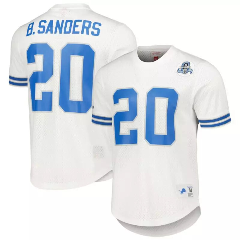 Maillot Vintage Barry Sanders Detroit Lions N&N Mesh Blanc