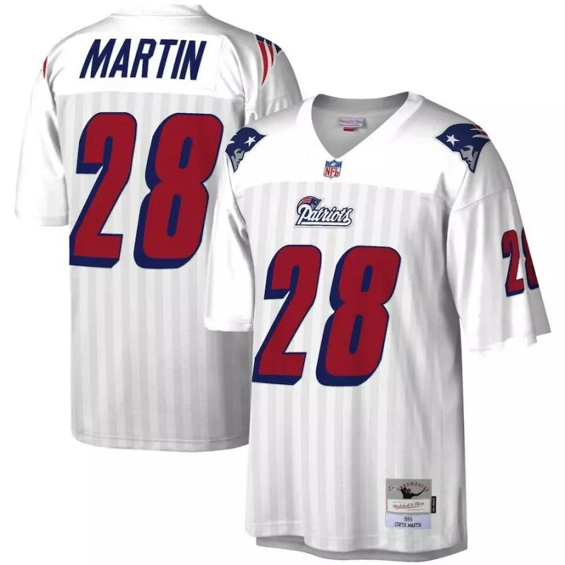 Maillot Vintage Curtis Martin New England Patriots 1995 Legacy Retro Blanc