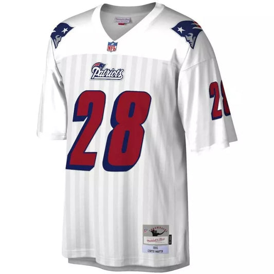 Maillot Vintage Curtis Martin New England Patriots 1995 Legacy Retro Blanc