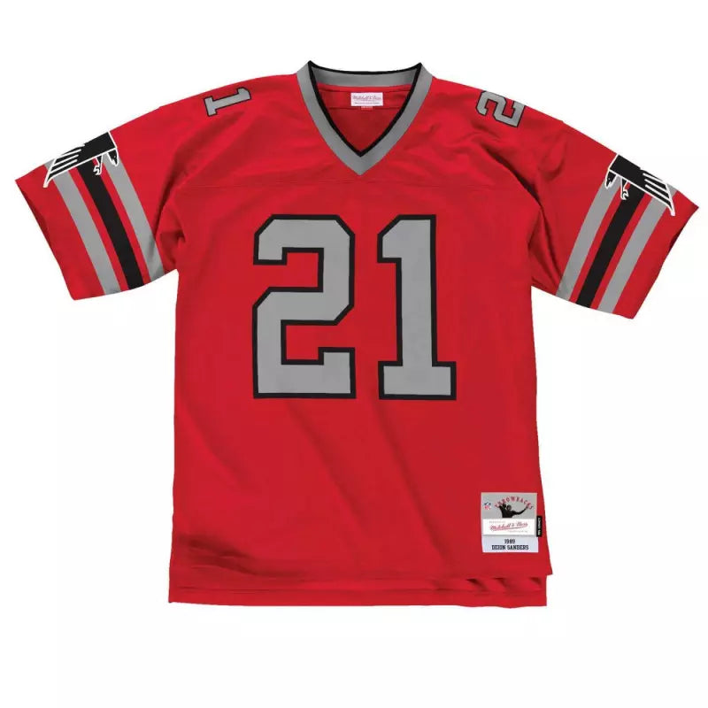 Maillot Vintage Deion Sanders Atlanta Falcons 1989 Legacy Retro Rouge