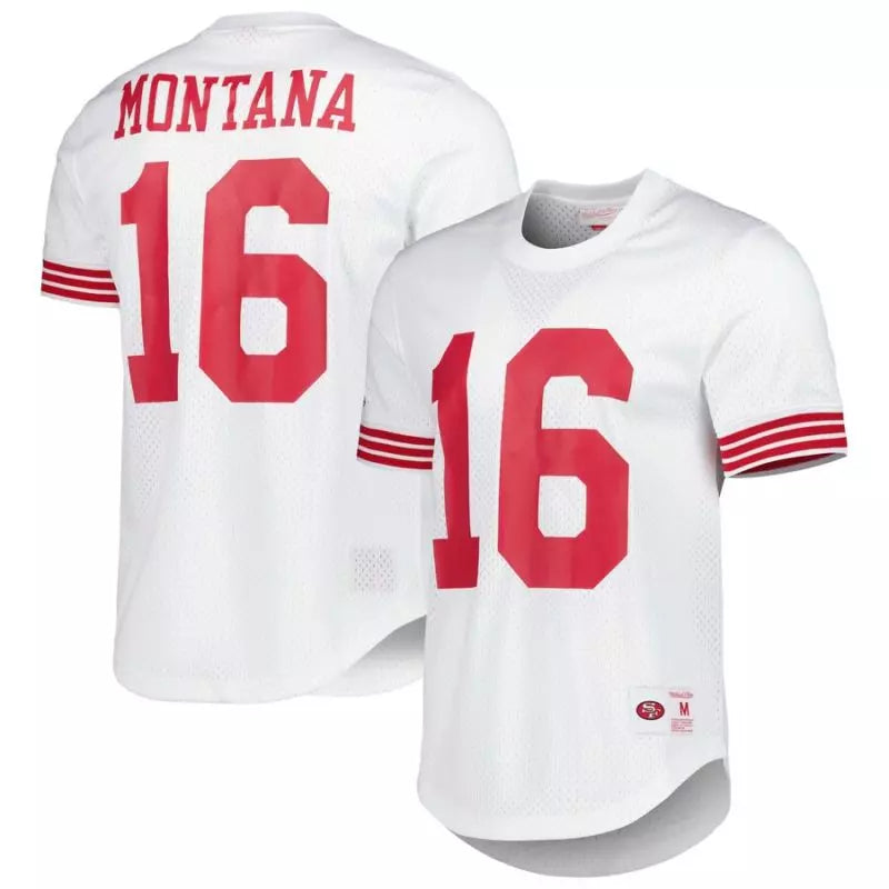 Maillot Vintage Joe Montana San Francisco 49ers Mitchell & Ness N&N Mesh Blanc